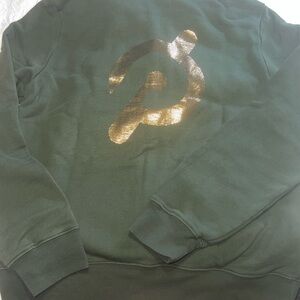 Peloton Olive Hoodie with Gold Metallic Logo
